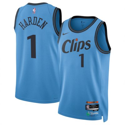 Men's Los Angeles Clippers #1 James Harden Light Blue 2024/25 City Edition Stitched Jersey