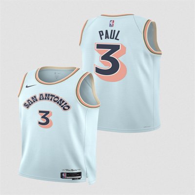 Men's San Antonio Spurs #3 Chris Paul Light Blue 2024/25 City Edition Stitched Basketball Jersey