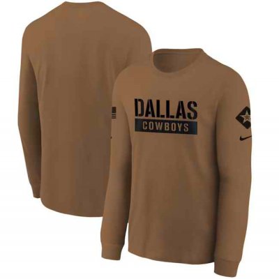 Youth Dallas Cowboys 2023 Brown Salute To Service Long Sleeve T-Shirt