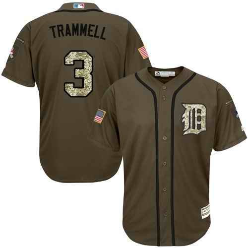 Tigers #3 Alan Trammell Green Salute to Service Stitched MLB Jersey