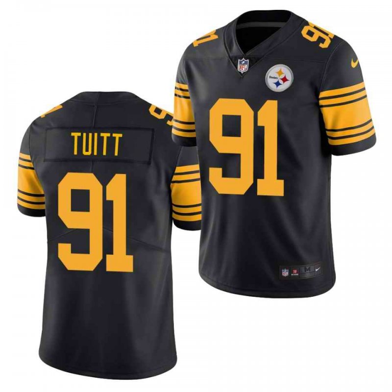 Men's Pittsburgh Steelers  #91 Stephon Tuitt Black Color Rush Limited Stitched Jersey