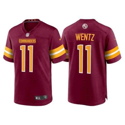 Men's Washington Commanders #11 Carson Wentz 2022 Burgundy Game Stitched Jersey