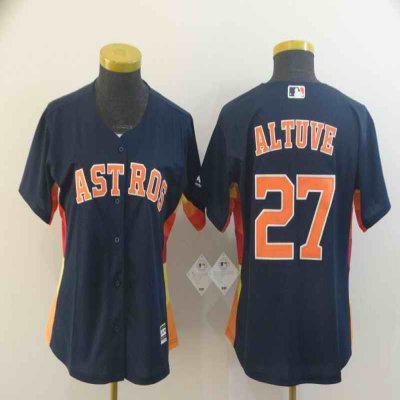 Women's Houston Astros #27 Jose Altuve Navy Cool Base Stitched MLB Jersey(Run Small)