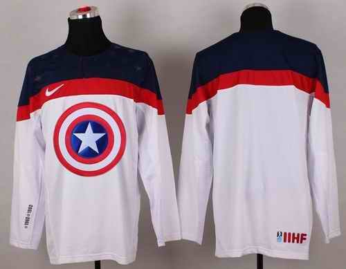 Olympic Team USA Blank White Captain America Fashion Stitched NHL Jersey