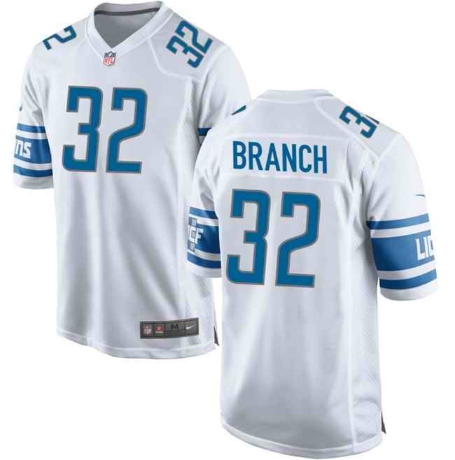 Men's Detroit Lions #32 Brian Branch White Stitched Game Jersey