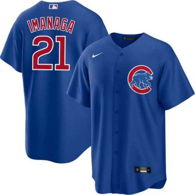 Men's Chicago Cubs #21 Sh'ta Imanaga Blue Cool Base Stitched Baseball Jersey