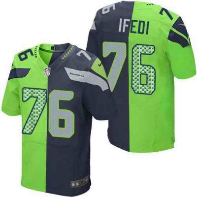 Nike Seahawks #76 Germain Ifedi Steel Blue/Green Men's Stitched NFL Elite Split Jersey