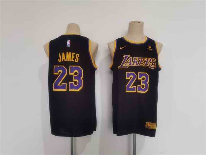 Men's Los Angeles Lakers #23 LeBron James Black Stitched Basketball Jersey