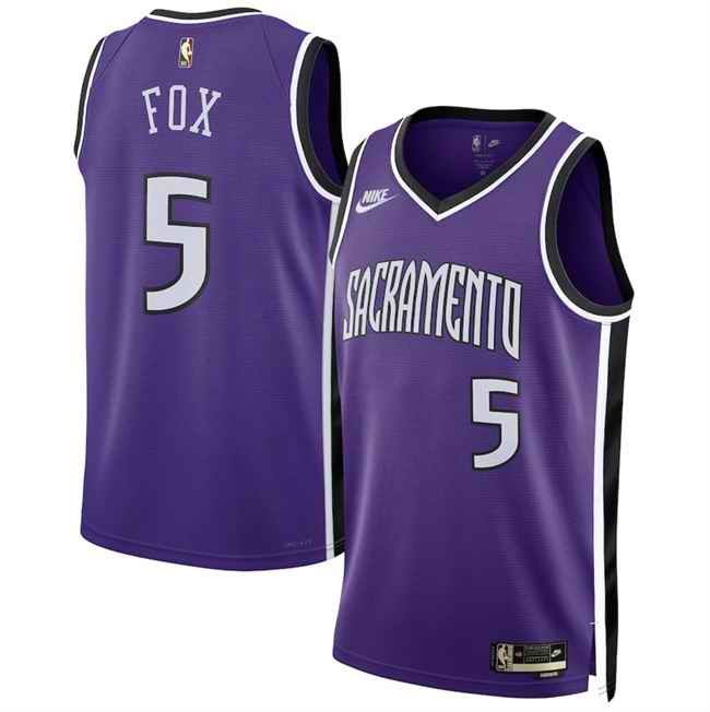 Men's Sacramento Kings #5 De'Aaron Fox Purple 2024/25 Classic Edition Swingman Stitched Basketball Jersey