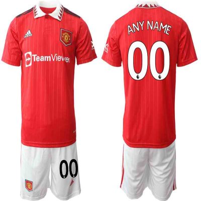 Men's Manchester United Custom 22/23 Red Home Soccer Jersey Suit