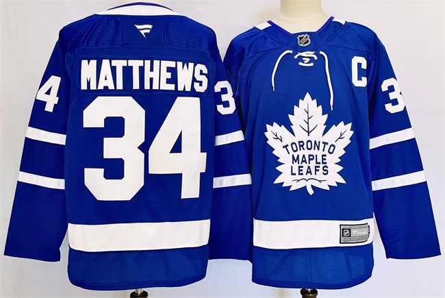 Men's Toronto Maple Leafs #34 Auston Matthews Blue 2024-25 With C Patch Stitched Jersey