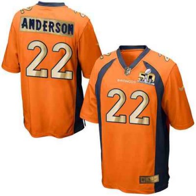 Nike Broncos #22 C.J. Anderson Orange Team Color Men's Stitched NFL Game Super Bowl 50 Collection Jersey