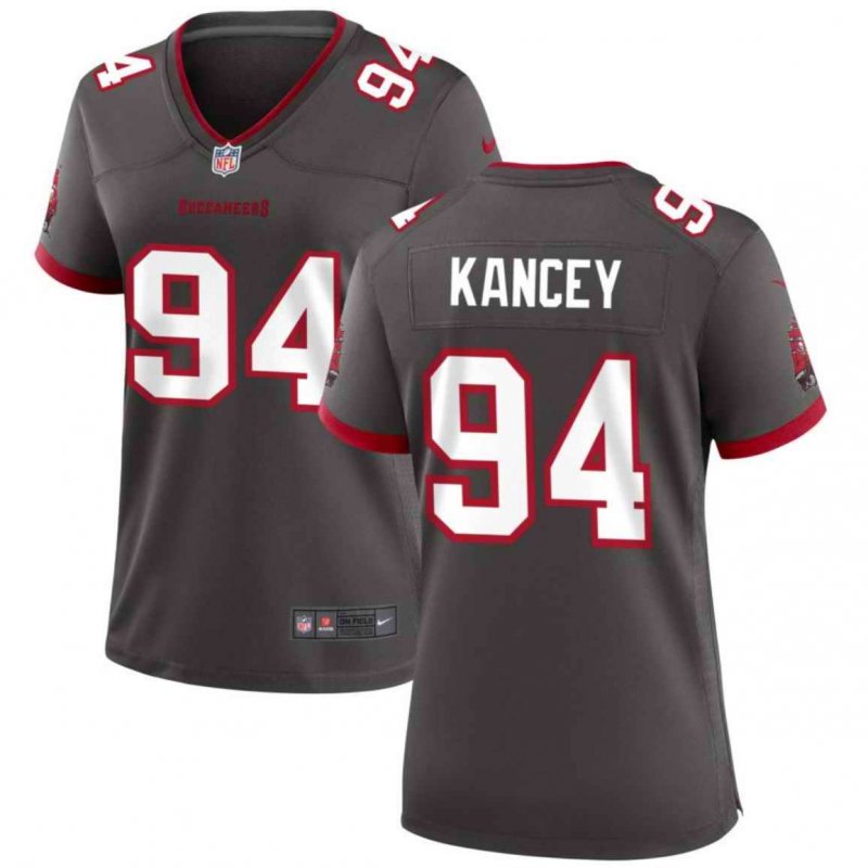 Women's Tampa Bay Buccanee #94 Calijah Kancey Grey 2023 Draft Stitched Game Jersey(Run Small)