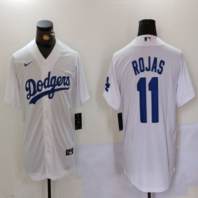 Men's Los Angeles Dodgers #11 Miguel Rojas White Cool Base Stitched Baseball Jersey