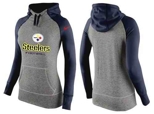 Women's Nike Pittsburgh Steelers Performance Hoodie Grey & Dark Blue_2