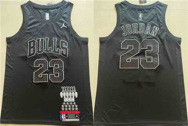 Men's Chicago Bulls #23 Michael Jordan Black Stitched Basketball Jersey