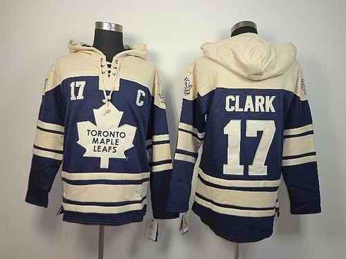 Maple Leafs #17 Wendel Clark Blue Sawyer Hooded Sweatshirt Stitched NHL Jersey