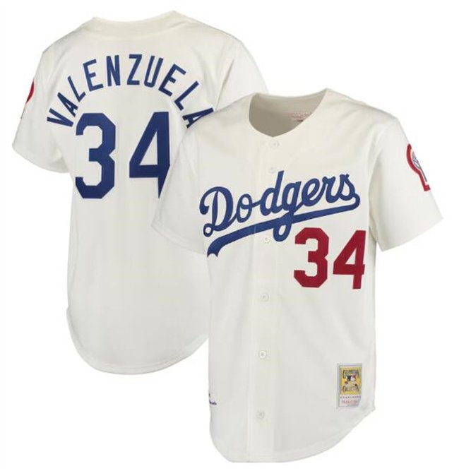 Men's Los Angeles Dodgers #34 Toro Valenzuela Cream With Patch Cool Base Stitched Baseball Jersey