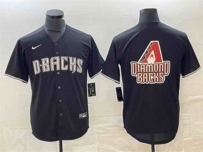 Men's Arizona Diamondbacks Black Team Big Logo Cool Base Stitched Baseball Jersey