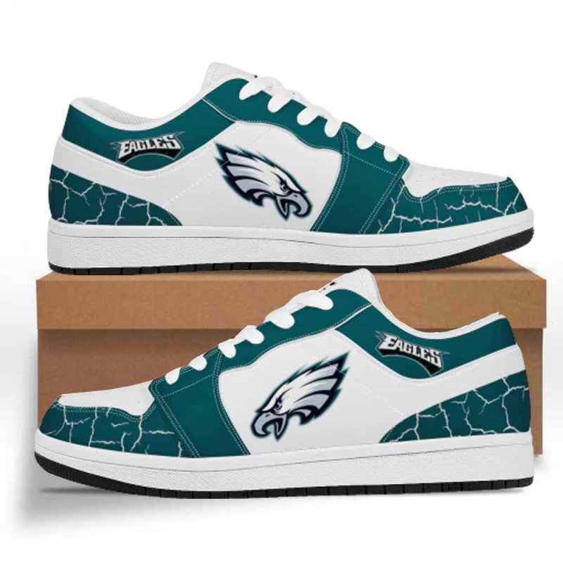 Women's Philadelphia Eagles Low Top Leather AJ1 Sneakers 001