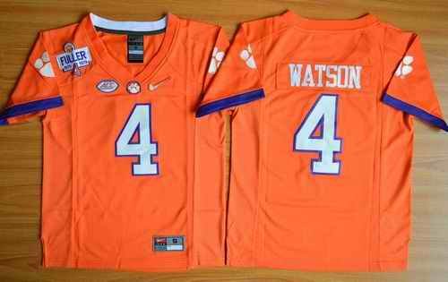 Tigers #4 Deshaun Watson Orange 2016 National Championship Stitched Youth NCAA Jersey