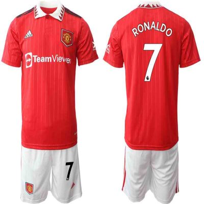 Men's Manchester United #7 Ranoldo 22/23 Red Home Soccer Jersey Suit