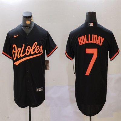 Men's Baltimore Orioles #7 Jackson Holliday Black Cool Base Stitched Baseball Jersey