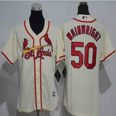 Cardinals #50 Adam Wainwright Cream Women's Alternate Stitched MLB Jersey