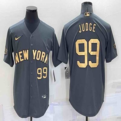 Men's New York Yankees #99 Aaron Judge 2022 All-Star Charcoal Cool Base Stitched Baseball Jersey