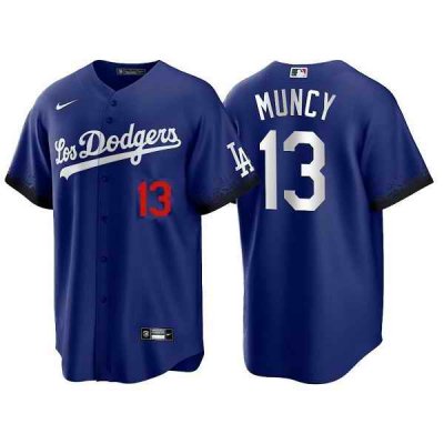 Men's Los Angeles Dodgers #13 Max Muncy 2021 Royal City Connect Cool Base Stitched Baseball Jersey