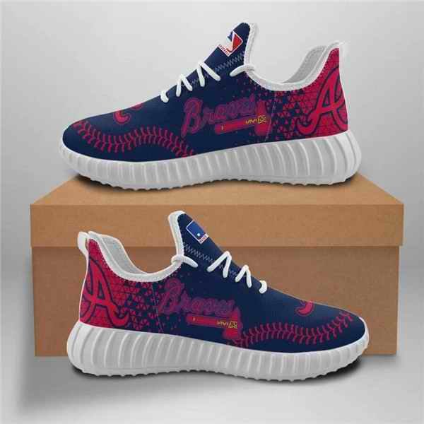 Women's Atlanta Braves Mesh Knit Sneakers/Shoes 006