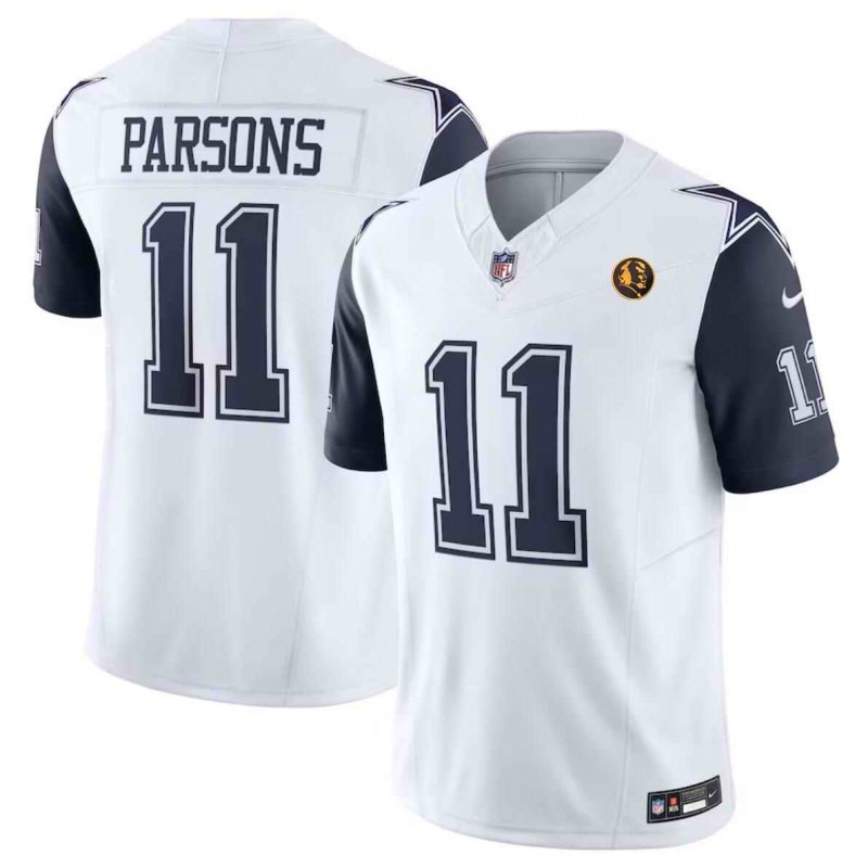 Men's Dallas Cowboys #11 Micah Parsons White 2023 F.U.S.E. With John Madden Patch Vapor Limited Stitched Football Jersey