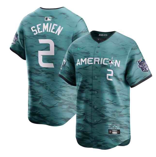 Men's Texas Rangers #2 Marcus Semien Teal 2023 All-star Stitched Baseball  Jersey