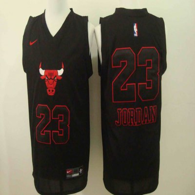 Men's Nike Chicago Bulls #23 Michael Jordan Black Bull Head Fashion Stitched NBA Jersey