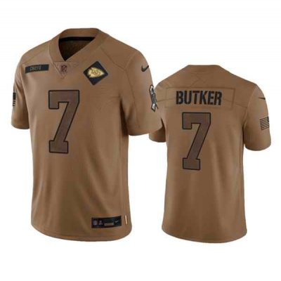 Men's Kansas City Chiefs #7 Harrison Butker 2023 Brown Salute To Service Limited Stitched Jersey