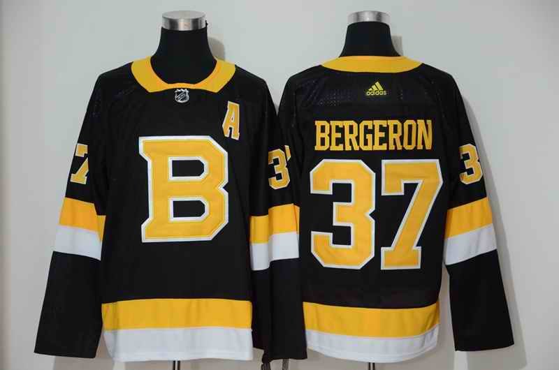 Men's Boston Bruins #37 Patrice Bergeron Black Alternate 2019 Stitched NHL Jersey