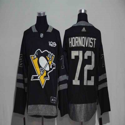 Pittsburgh Penguins #72 Patric Hornqvist Black Men's 1917-2017 100th  Anniversary   Stitched NHL Jersey