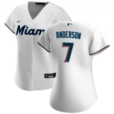 Women's Miami Marlins #7 Tim Anderson White Cool Base Stitched Baseball Jersey