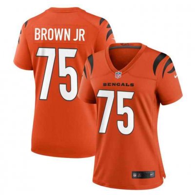 Women's Cincinnati Bengals #75 Orlando Brown Jr. Orange Stitched Football Jersey(Run Small)