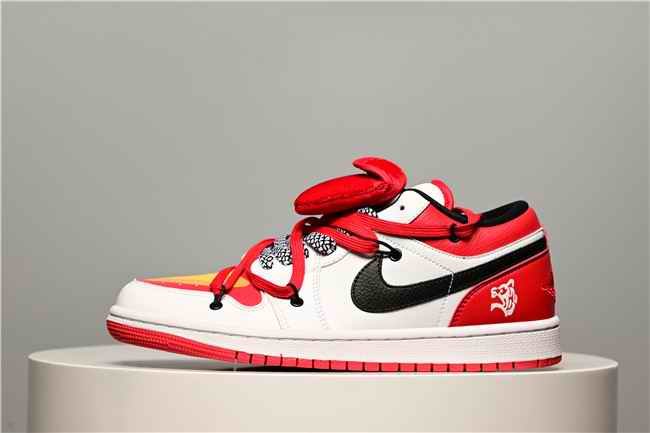 Men's Running Weapon Air Jordan 1 Low White/Red Shoes 0547