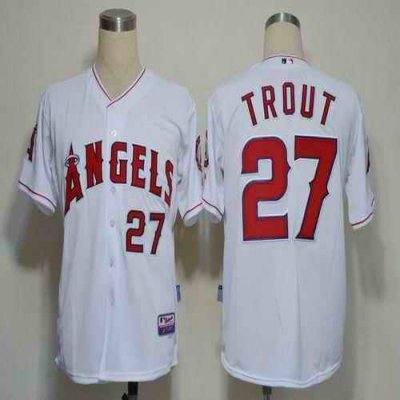 Angels of Anaheim #27 Mike Trout White Cool Base Stitched MLB Jersey