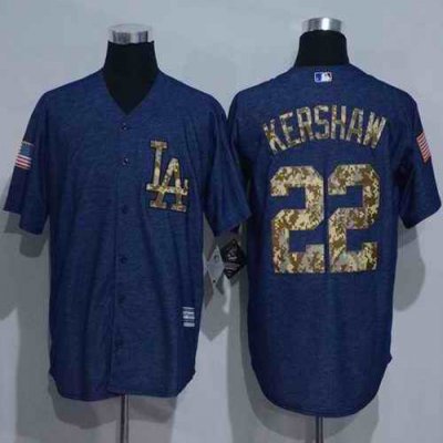 Dodgers #22 Clayton Kershaw Denim Blue Salute to Service Stitched MLB Jersey