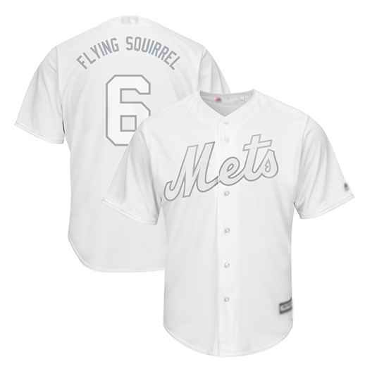 Men's New York Mets #6 Jeff McNeil Flying Squirrel White Cool Base Stitched Baseball Jersey