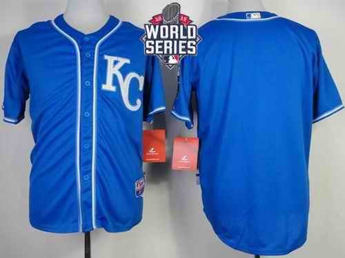 Royals Blank Blue Alternate 2 Cool Base W/2015 World Series Patch Stitched MLB Jersey