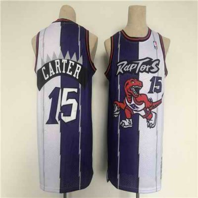 Men's Toronto Raptors #15 Vince Carter White/Purple Splite Basketball Jersey