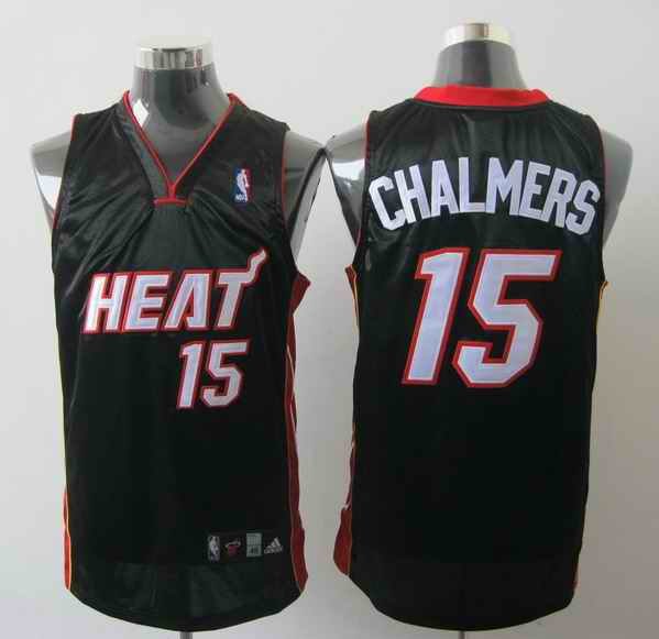 Heat #15 Mario Chalmers Black Stitched NBA Jersey