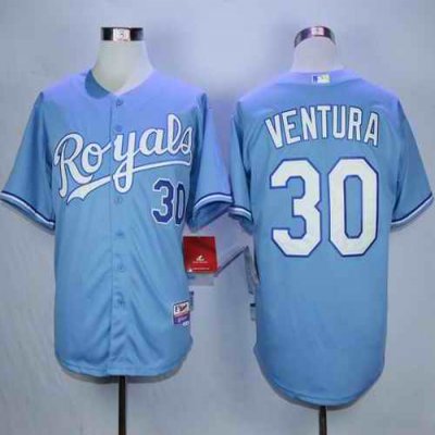 Royals #30 Yordano Ventura Light Blue Cool Base Stitched MLB Jersey