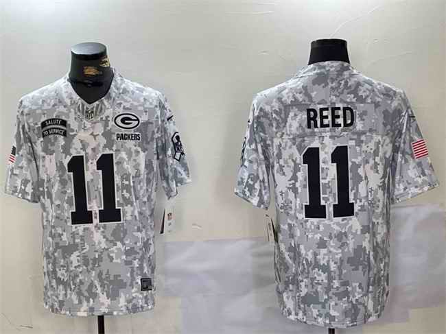 Men's Green Bay Packers #11 Jayden Reed 2024 F.U.S.E Arctic Camo Salute to Service Limited Stitched Football Jersey