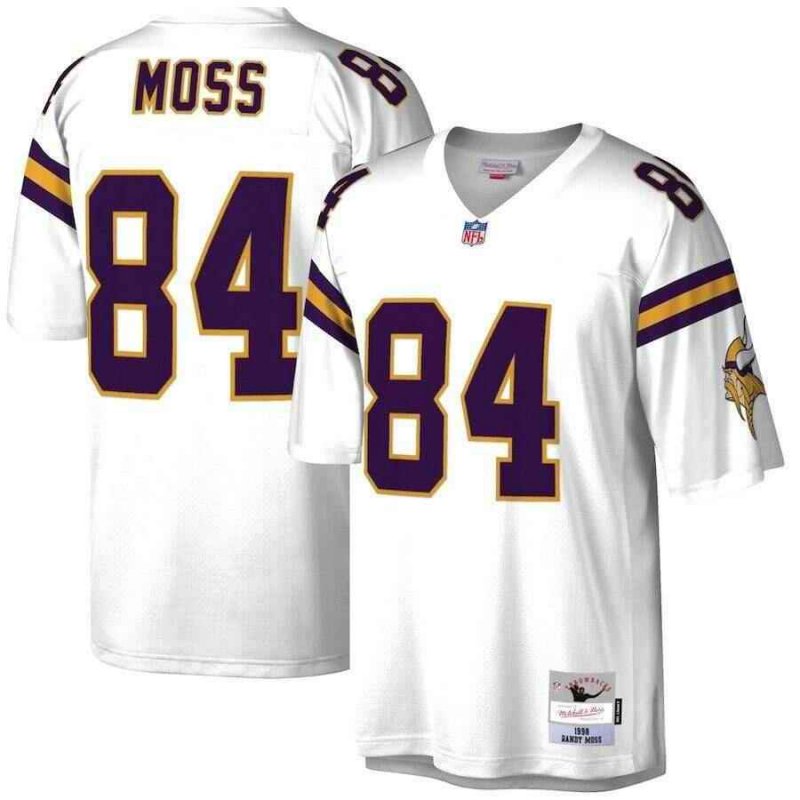 Men's Minnesota Vikings #84 Randy Moss 1998 White Mitchell & Ness Stitched Jersey