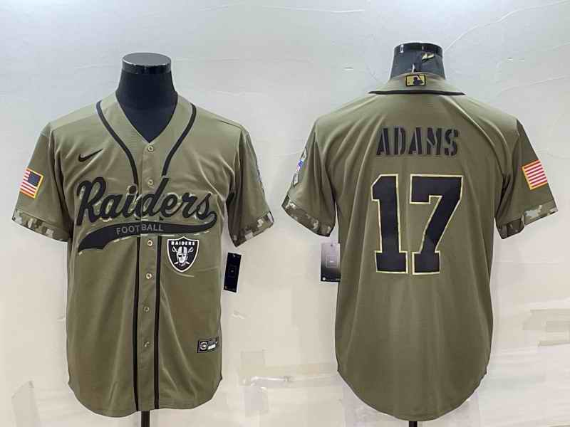 Men's Las Vegas Raiders #17 Davante Adams 2022 Olive Salute to Service Cool Base Stitched Baseball Jersey